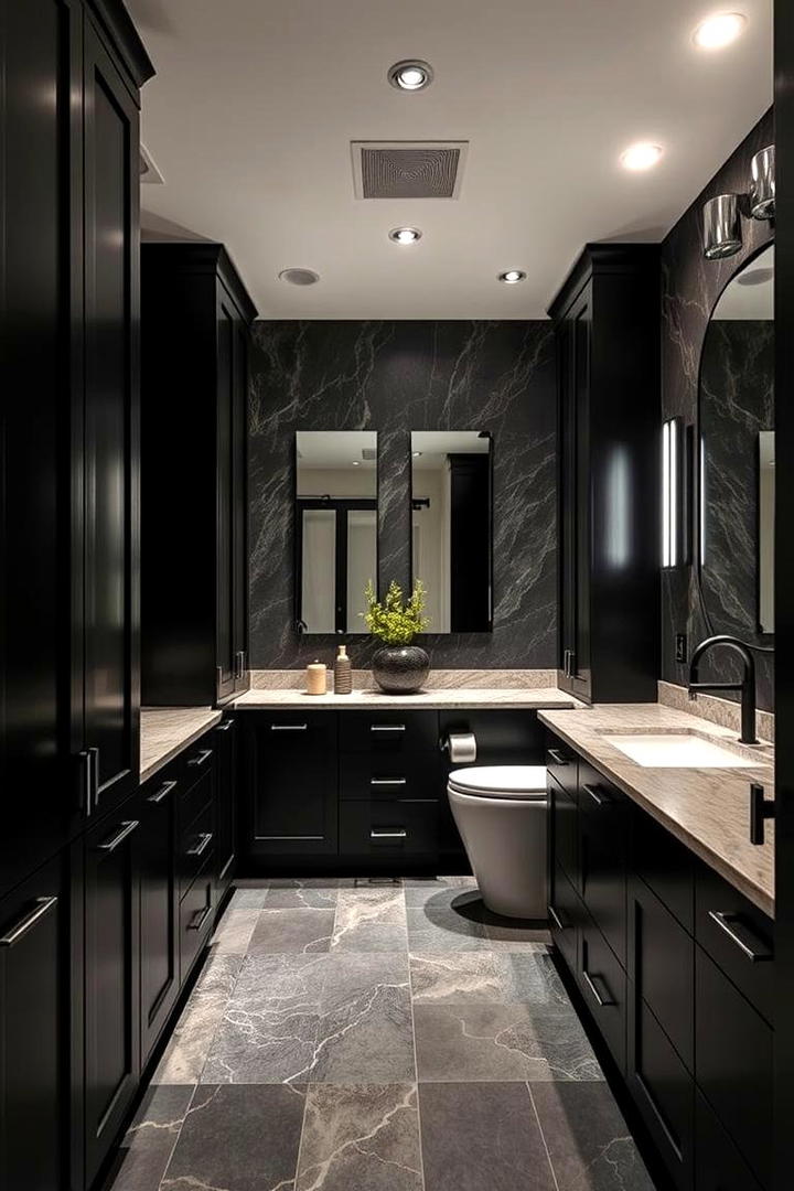 Statement Lighting Integration - 30 bathroom with black cabinets ideas