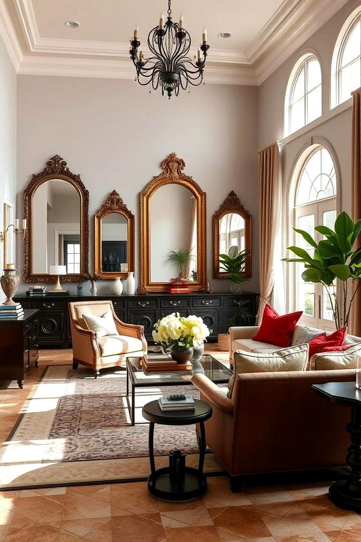 Statement Mirror Displays - 30 Mediterranean Living Room Ideas