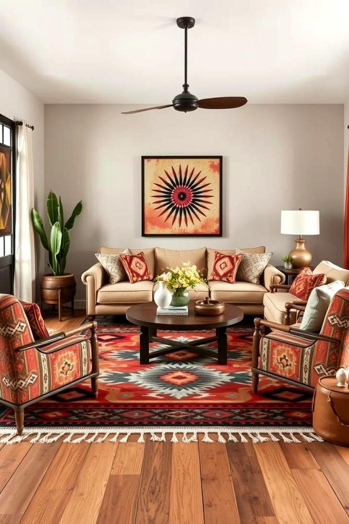 Statement Rug Styling - 30 Western Living Room Ideas