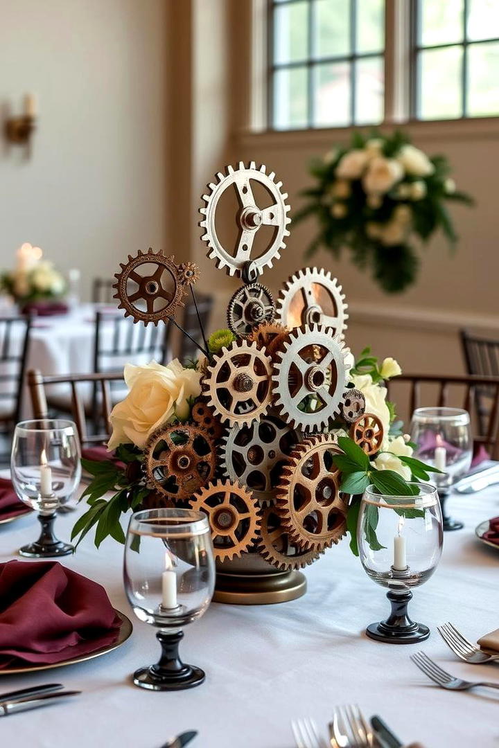 Steampunk Gear Ensemble - 30 non-floral wedding centerpiece ideas