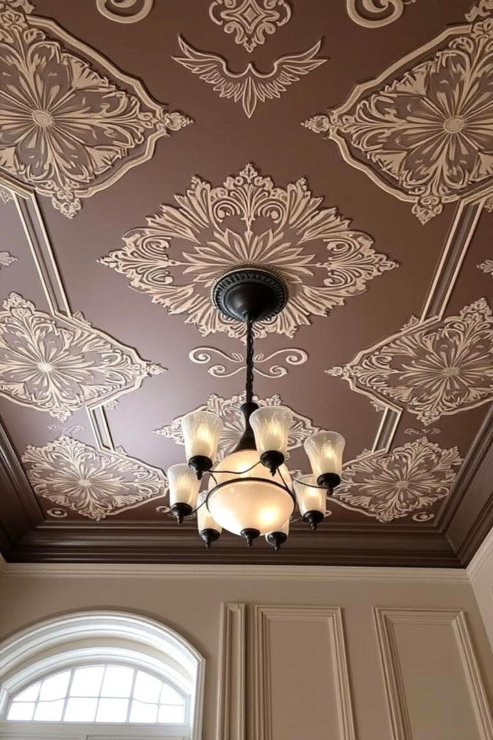 Stenciled Ceiling Design - 30 Ceiling Paint Ideas