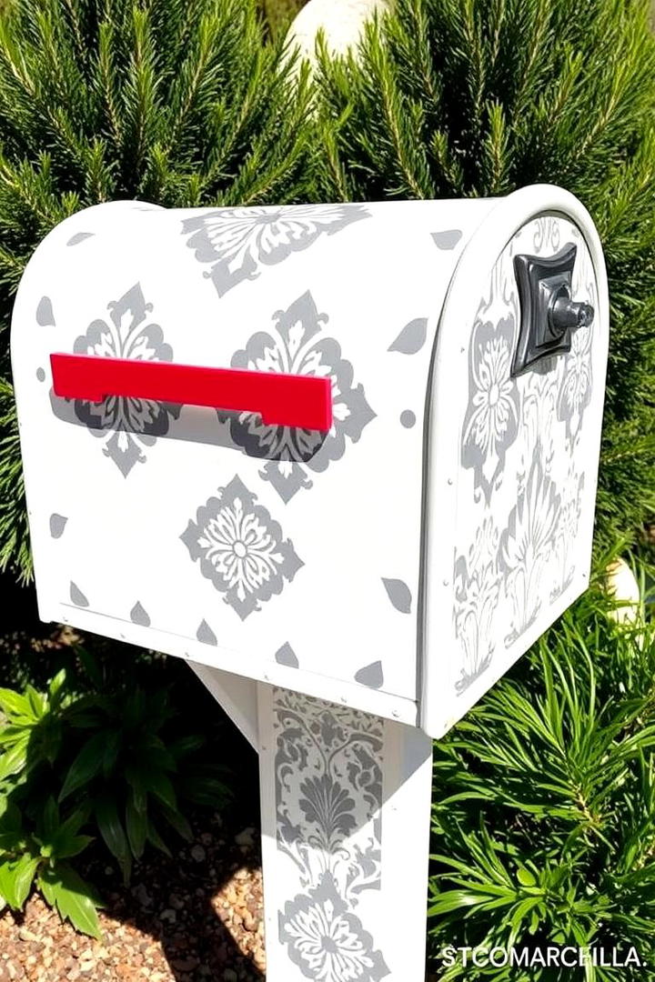 Stenciled Design Mailbox Update - 30 Mailbox Decor Ideas