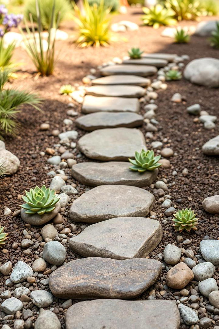 Stepping Stone Succulent Feature - 30 Outdoor Succulent Container Ideas