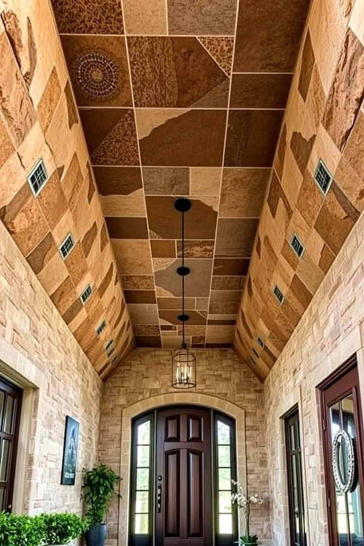 Stone Accent Ceilings - 30 Rustic Ceiling Ideas