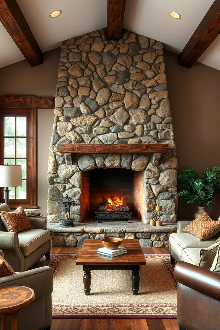 Stone Fireplace Feature - 30 Small Rustic Living Room Ideas