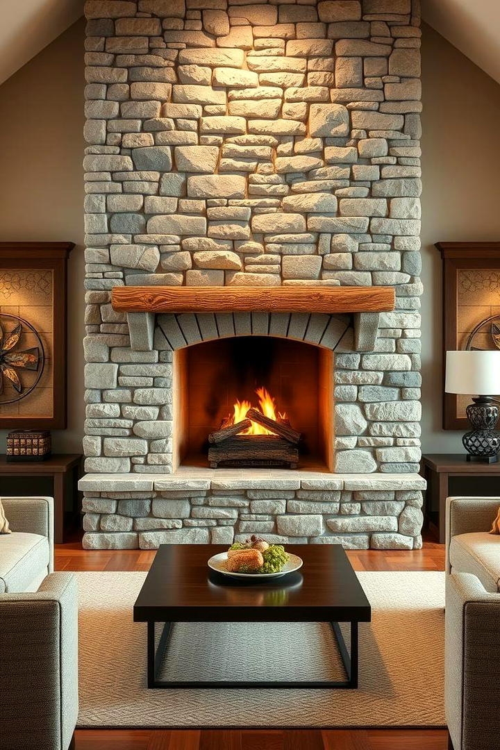 Stone Fireplace Wall - 30 Stone Wall Ideas