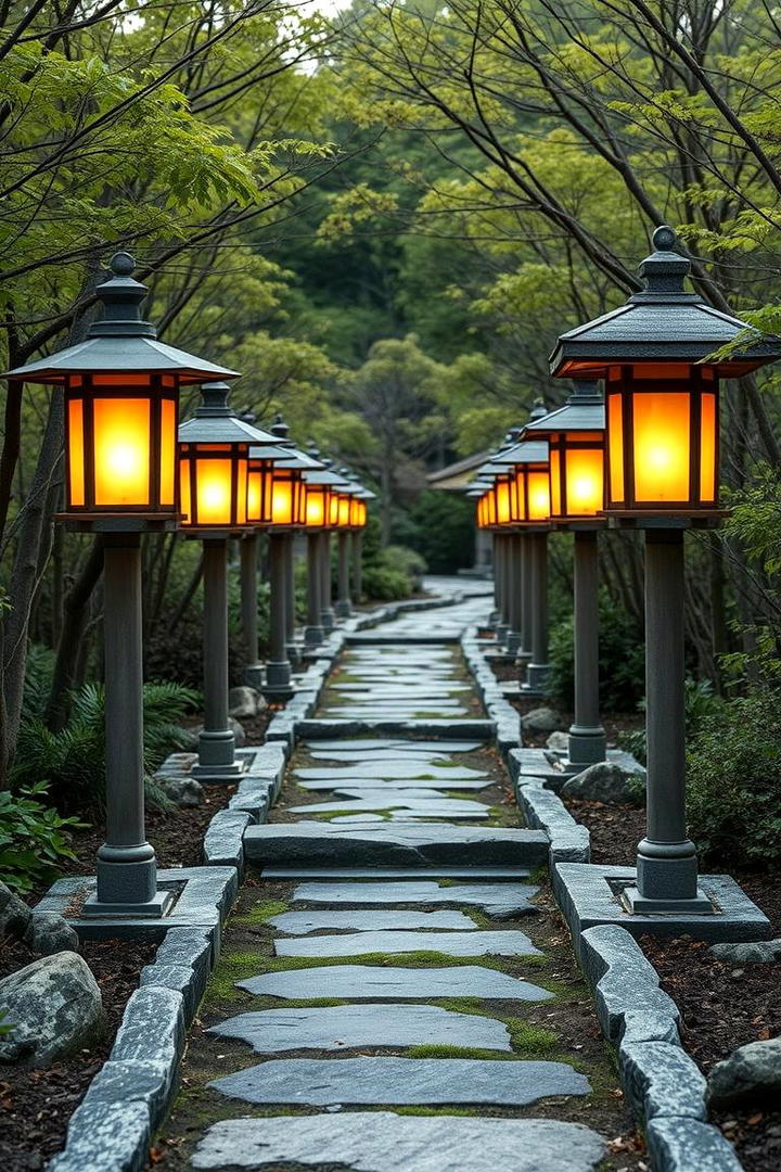 Stone Lantern Pathway - 30 Japanese Garden Ideas