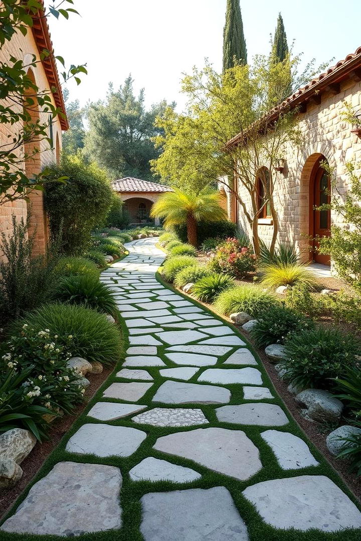 Stone Pathway Serenity - 30 Mediterranean Garden Ideas