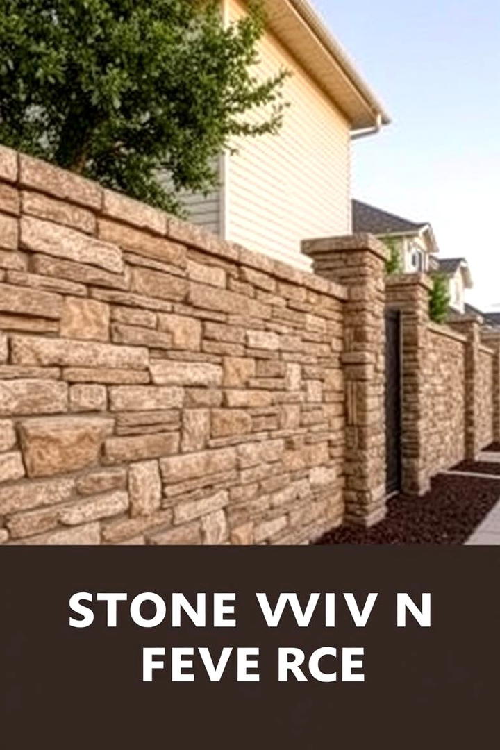 Stone Veneer Fence - 30 Decorative Fence Ideas