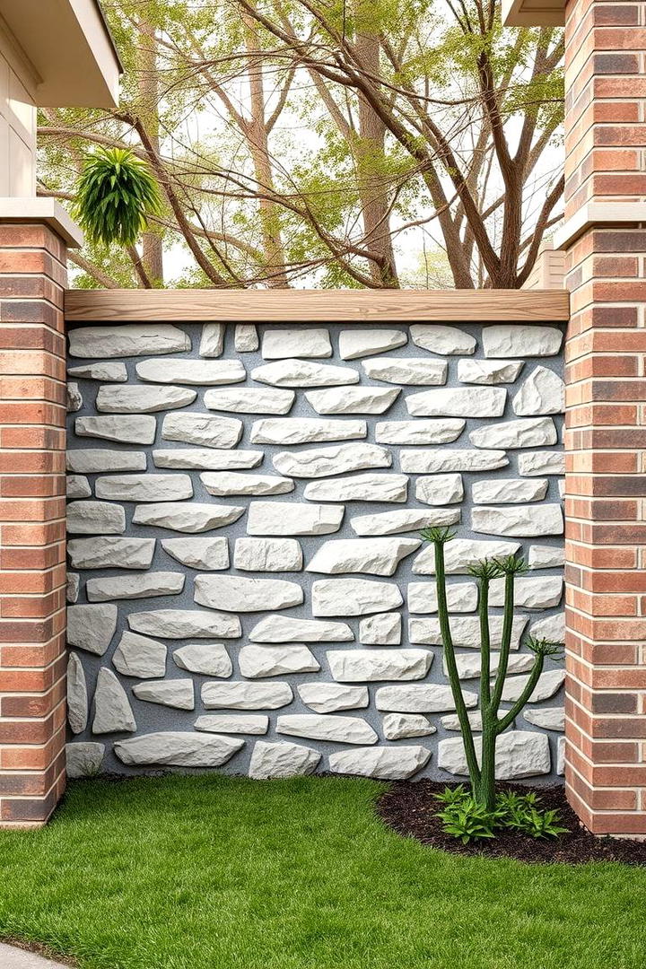 Stone and Brick Wall - 30 Backyard Privacy Ideas