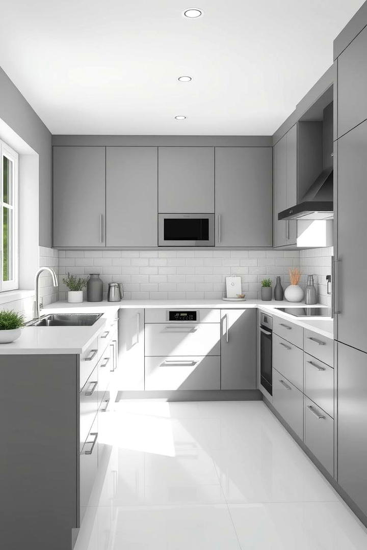 Streamlined Efficiency - 30 Grey and White Kitchen Designs