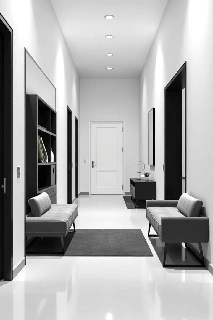 Streamlined Furniture Choices - 30 Black and White Hallway Ideas