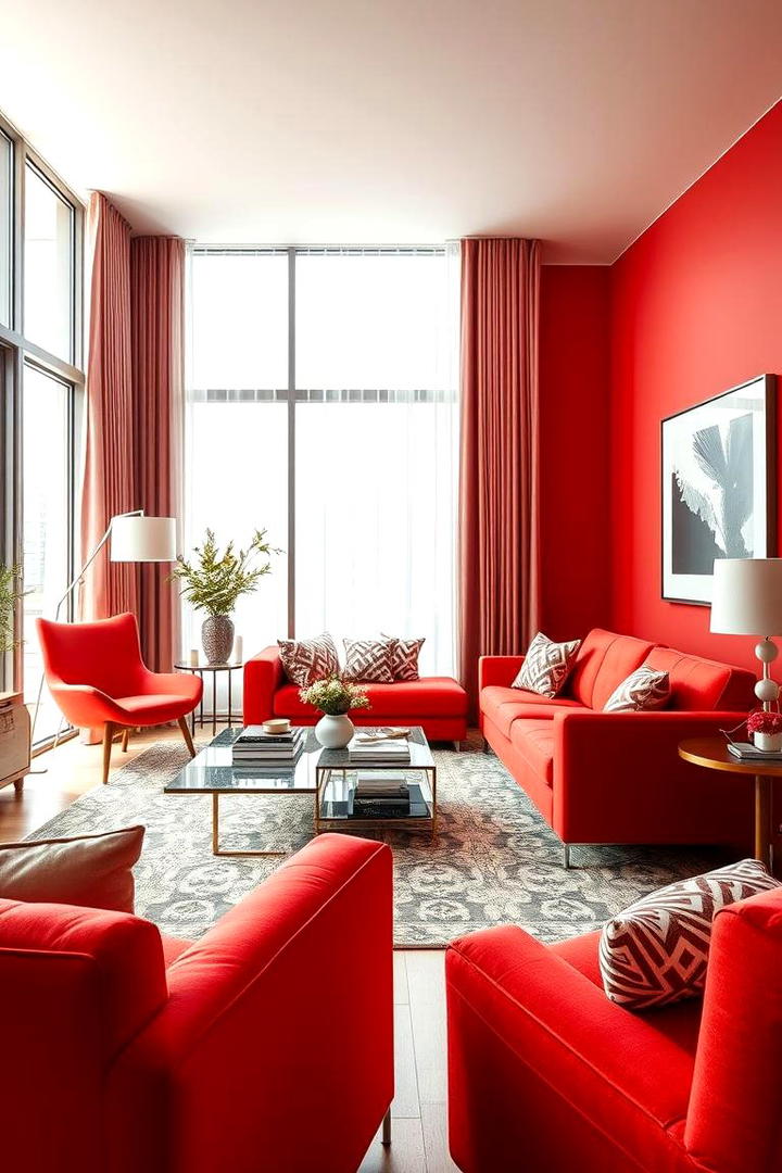 Striking Red Furniture Focal Point - 30 Red Living Room Ideas