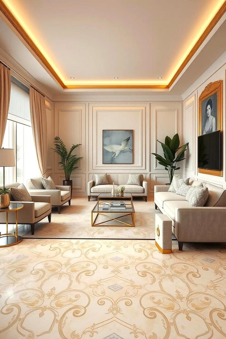 Stylish Cream and Gold Flooring Design - 30 Cream and Gold Living Room Ideas