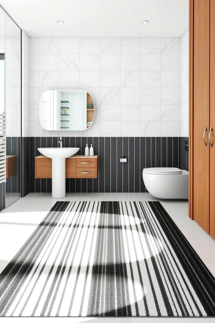 Stylish Striped Pattern Rug - 30 Bathroom Rug Ideas