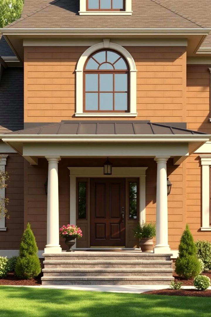 Subdued Pecan Sophistication - 30 Brown Exterior House Colors