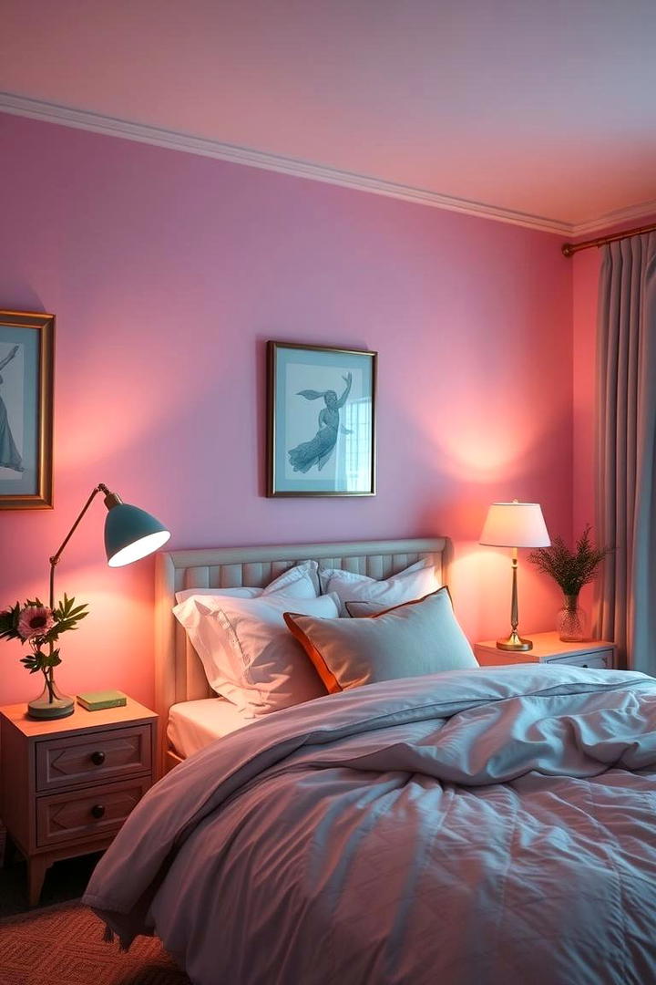 Subdued Pink and Teal Lighting - 30 Teal and Pink Bedroom Ideas