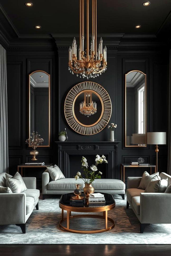 Subtle Metallic Touches - 30 Contrasting Living Rooms With Dark Grey Walls