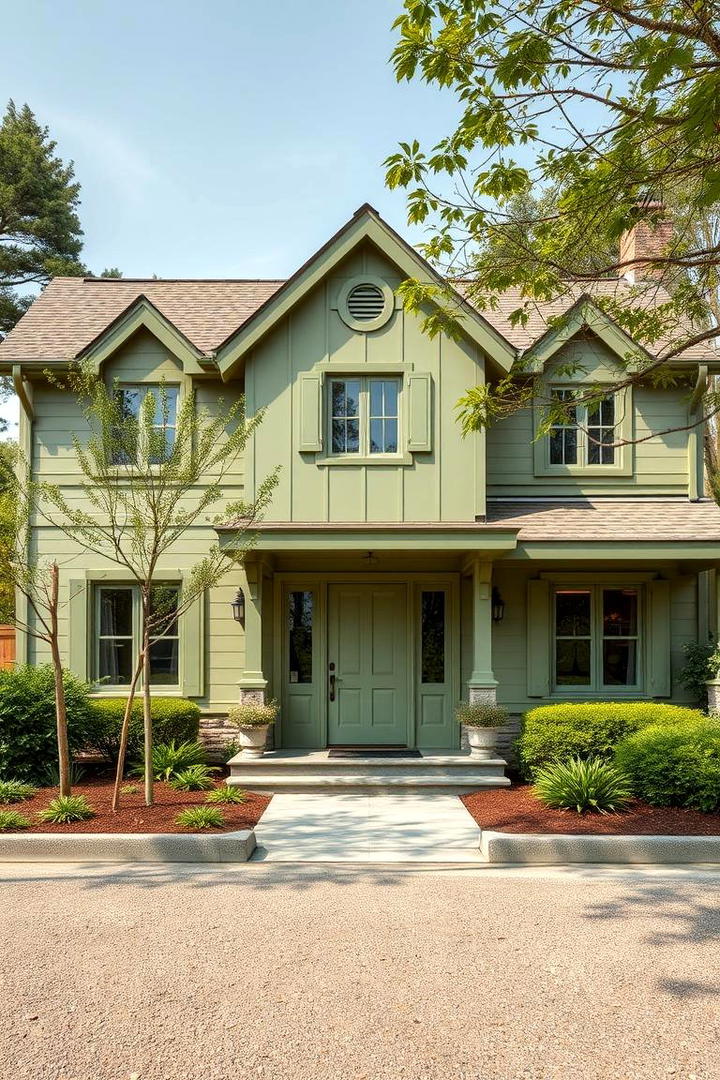 Subtle Moss Green Harmony - 30 Green Exterior House Paint Ideas