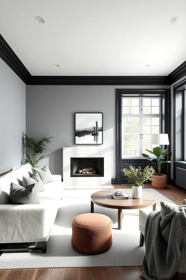 Subtle Scandinavian Vibes - 30 living room grey walls black trim