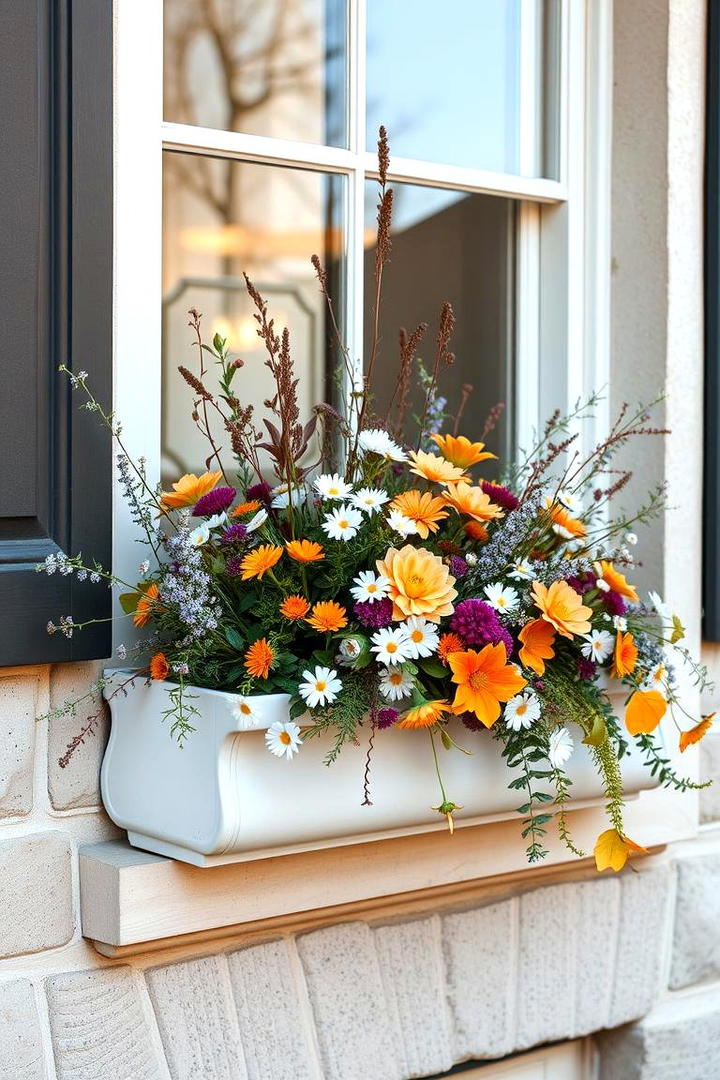 Subtle Spice Symphony - 30 Fall Window Box Ideas