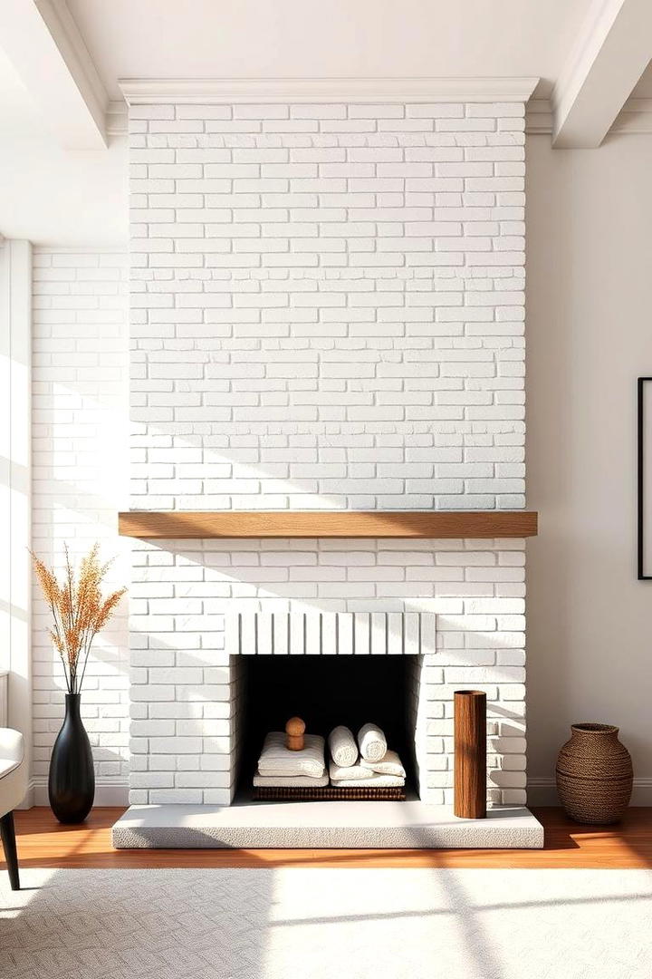 Subtle White Brick Sophistication - 30 White Brick Fireplace Ideas