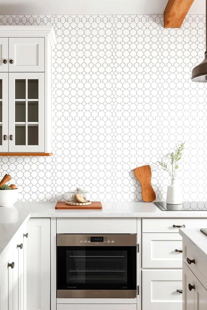 Subtle White Mosaic Tiles - 30 Rustic White Kitchen Ideas