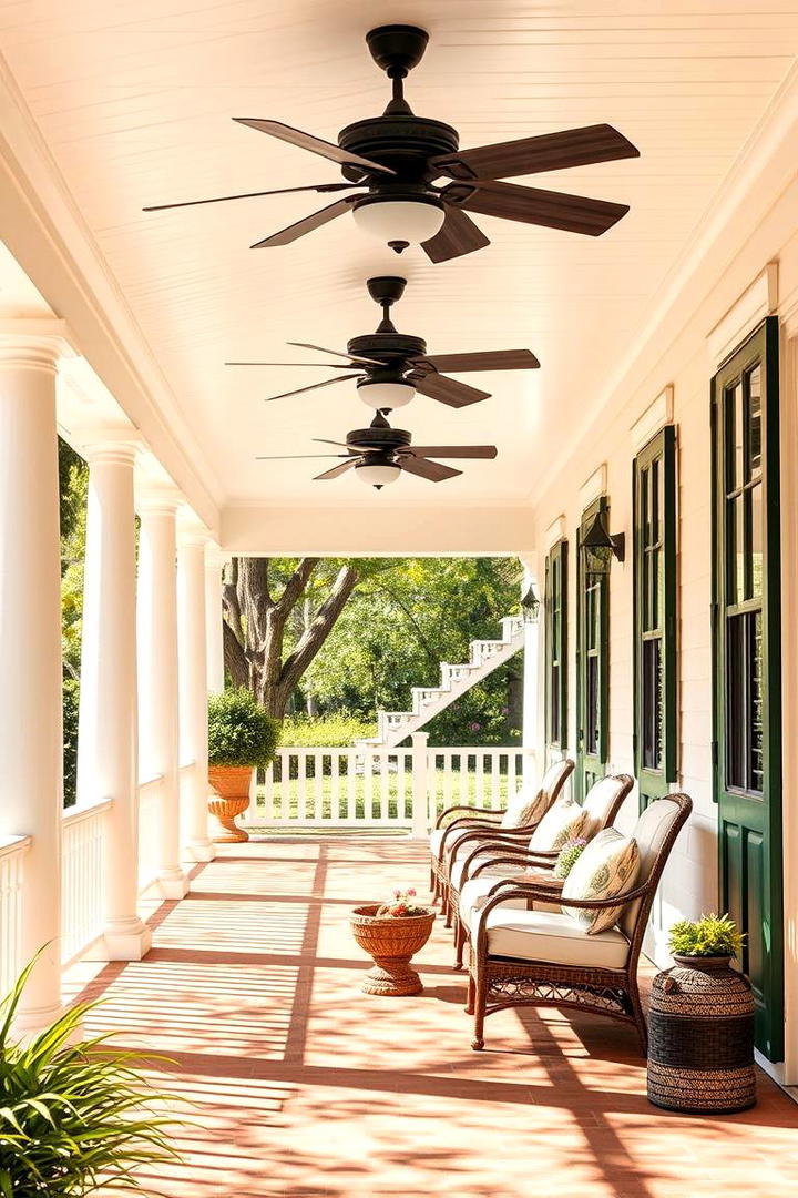 Sun Drenched Porch with Fans - 30 Southern Front Porch Ideas