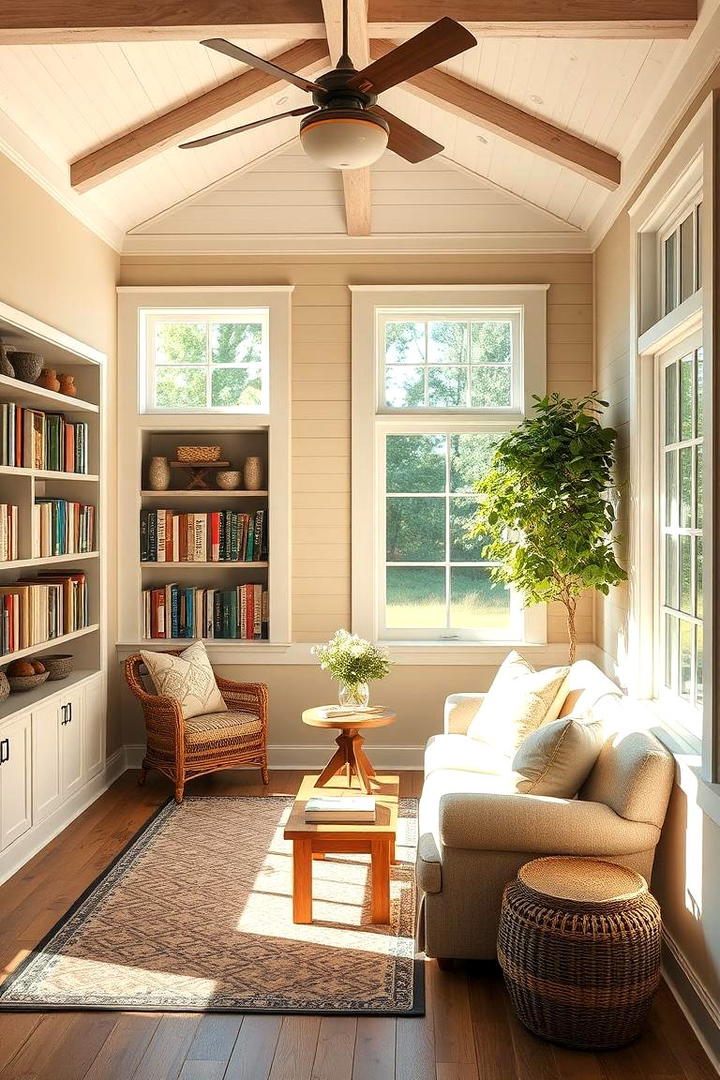 Sun Drenched Reading Nook - 30 Farmhouse Sunroom Ideas