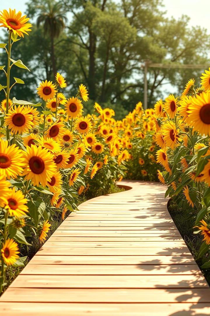 Sunflower Field Pathway - 30 Wooden Walkway Ideas