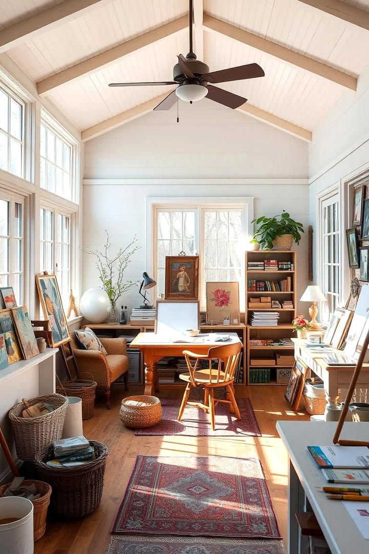 Sunlit Art Studio - 30 Farmhouse Sunroom Ideas