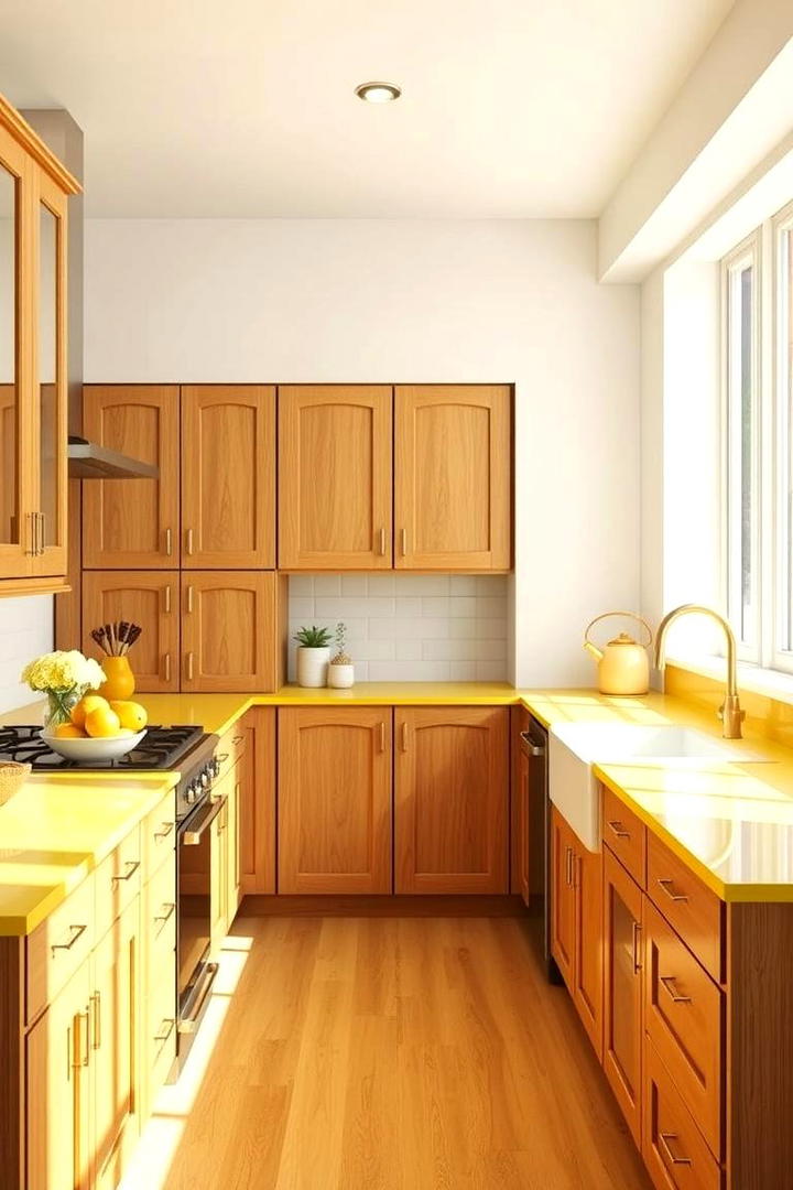 Sunlit Lemon Glow - 30 what color countertops go with oak cabinets