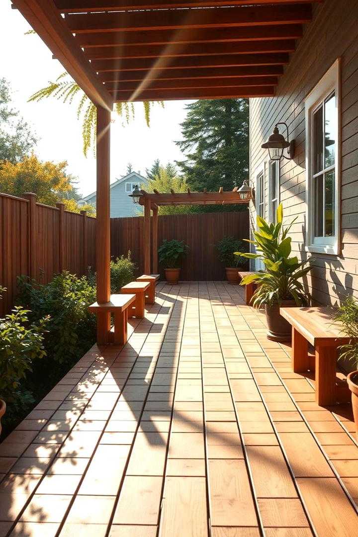 Sunlit Patio Walkway - 30 Wooden Walkway Ideas