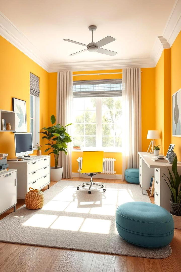 Sunny Yellow Energy - 30 Home Office Paint Colors