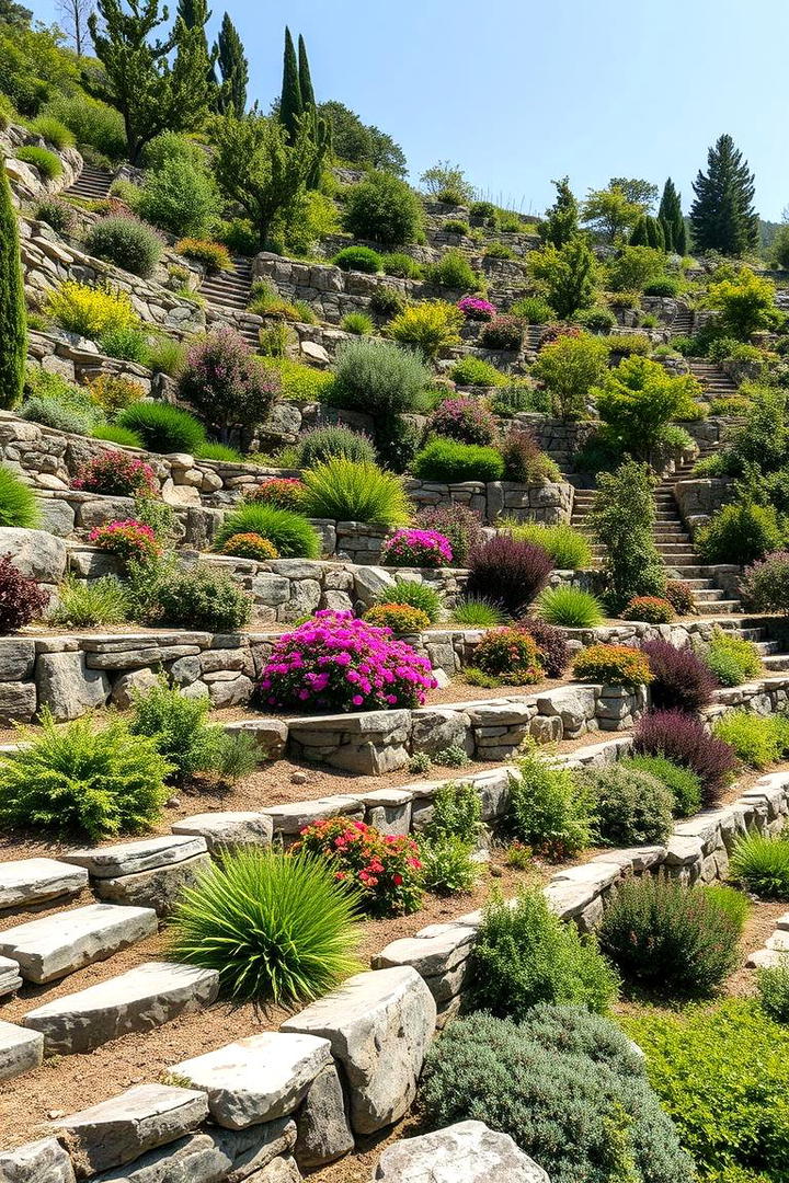 Terraced Hillside Gardens - 30 hillside landscaping ideas