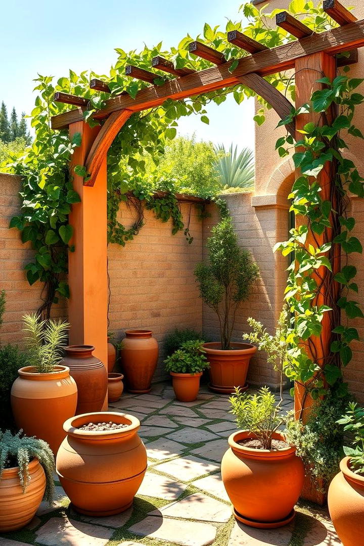 Terracotta Trellis Oasis - 30 Mediterranean Garden Ideas