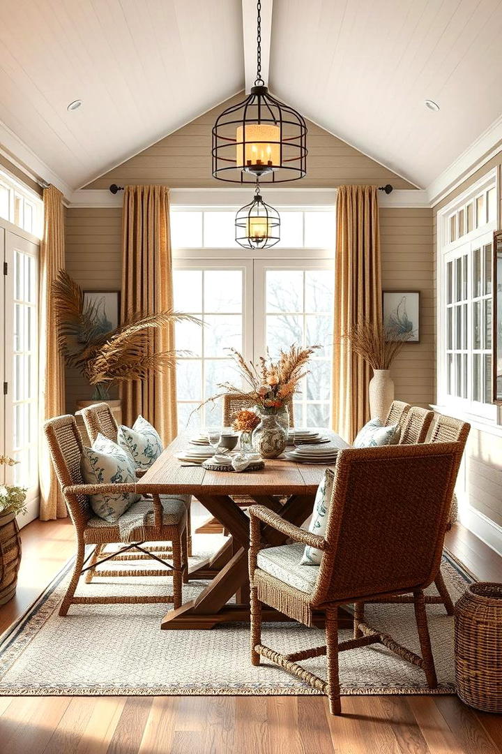 Textural Warmth in Sunroom - 30 Sunroom Dining Room Ideas