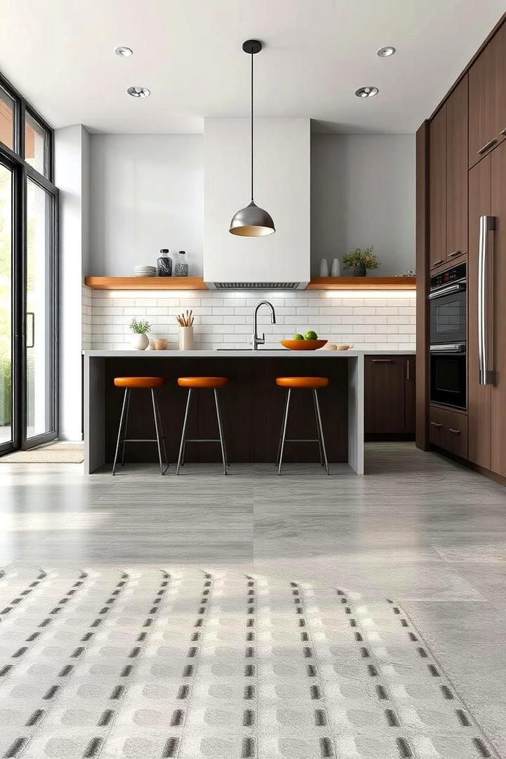 Textured Concrete Patterns - 30 Concrete Floor Kitchen Ideas