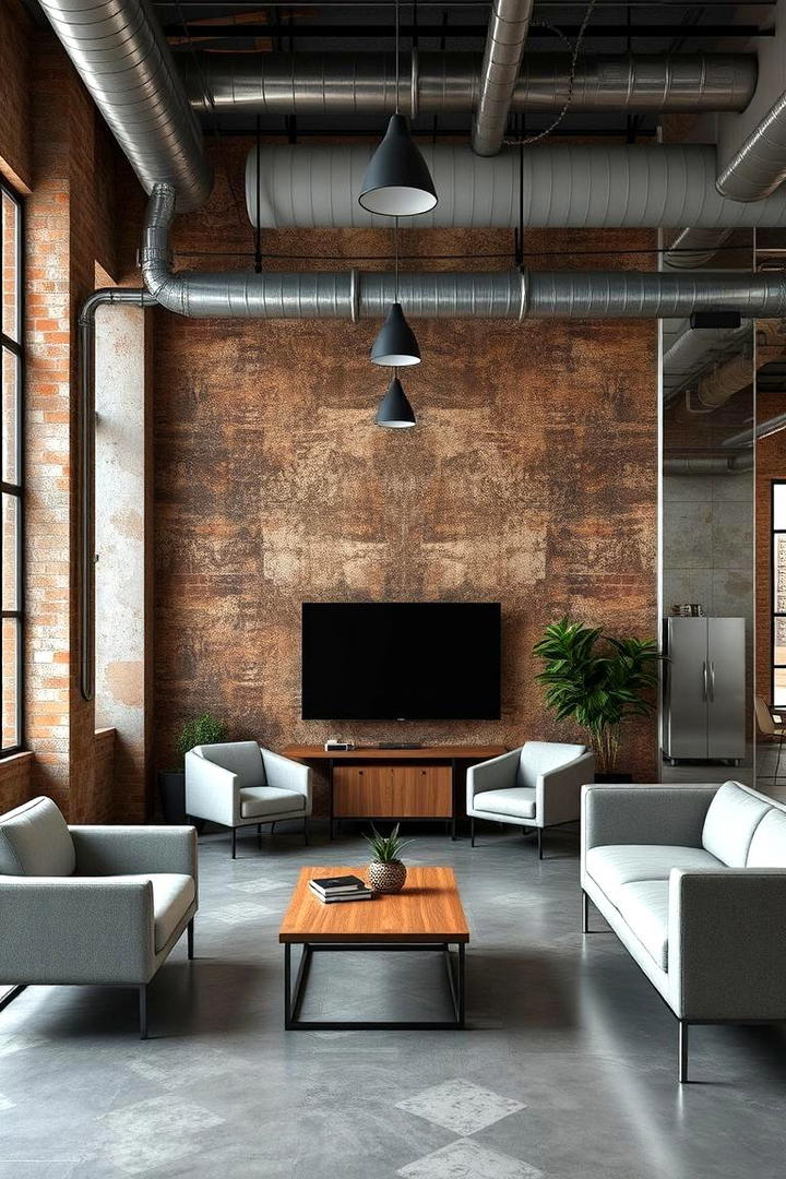 Textured Industrial Vibe - 30 Office Wallpaper Ideas