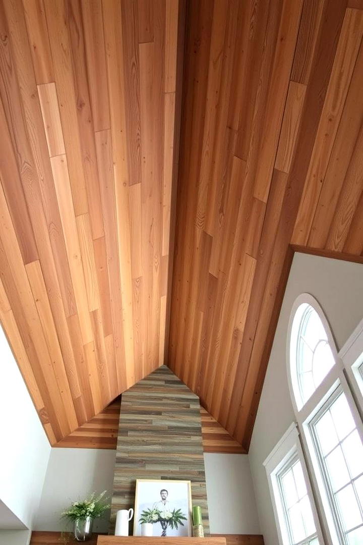 Textured Shiplap Accent Ceiling - 30 Cathedral Ceiling Ideas