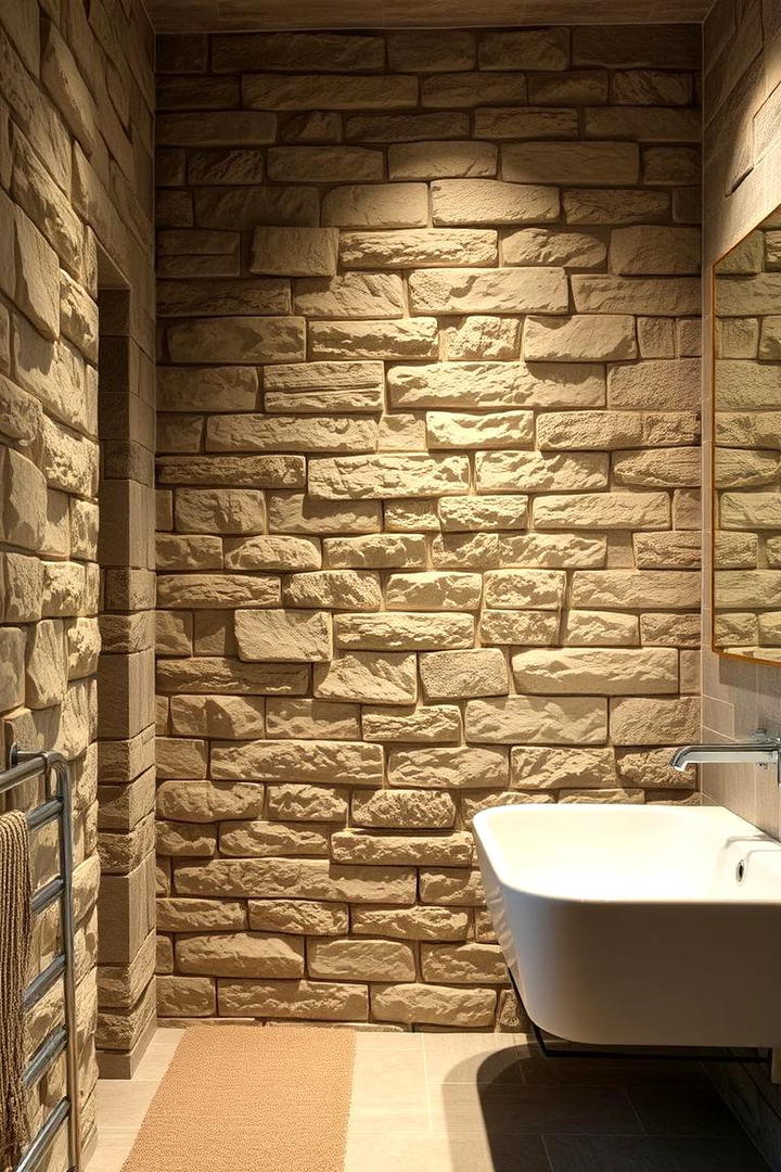 Textured Stone Cladding - 30 Bathroom Wall Ideas