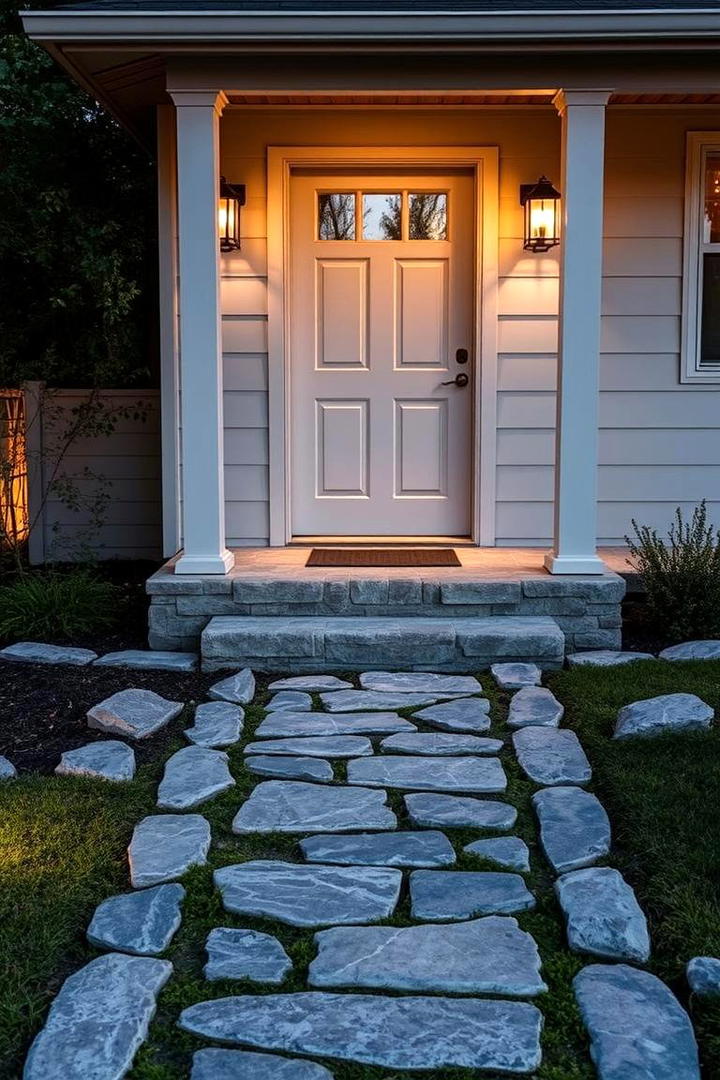 Textured Stone Path - 30 Small Front Porch Ideas