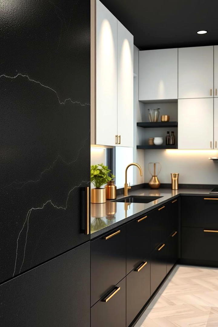 Textured Surface Finishes - 30 black white and gold kitchen ideas