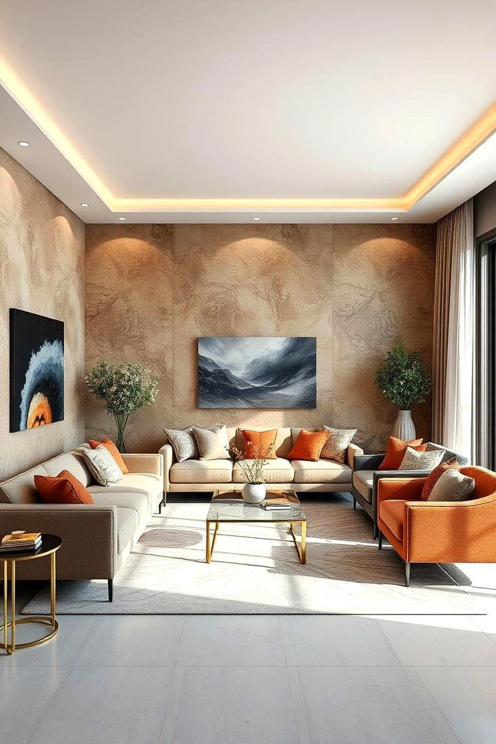 Textured Wall Finishes - 30 Glam Living Room Ideas