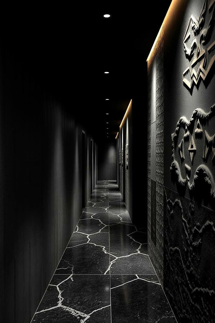 Textured Wall Treatments - 30 Black Hallway Ideas