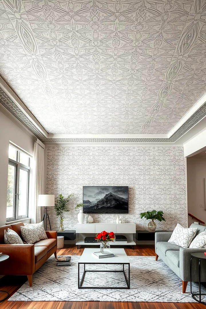 Textured Wallpaper Accents - 30 Accent Ceiling Ideas