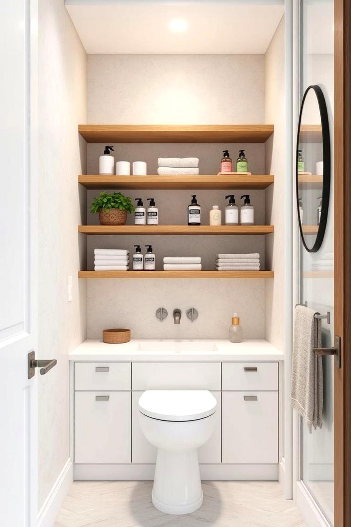 Tiered Shelving Unit - 30 Small Bathroom Shelving Ideas