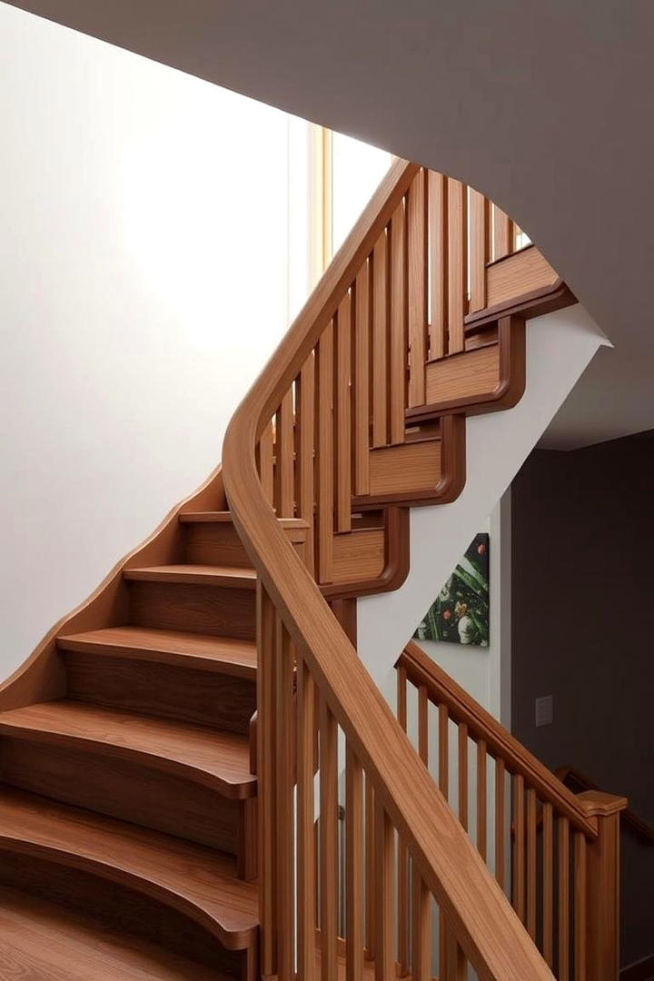 Tiered Wood Railing Concept - 30 Wood Stair Railing Ideas