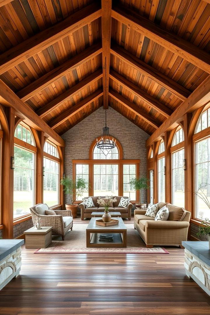 Timber Accented Sunroom - 30 Farmhouse Sunroom Ideas