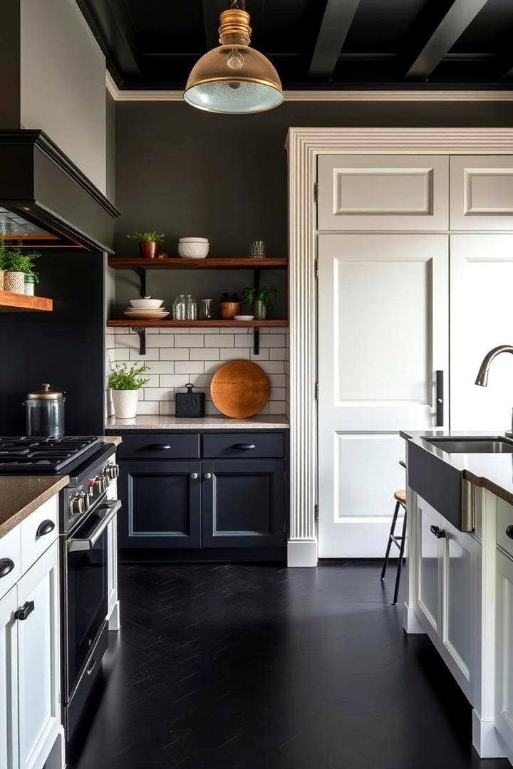 Timeless Black Floor with Classic Charm - 30 Black Floor Kitchen Ideas